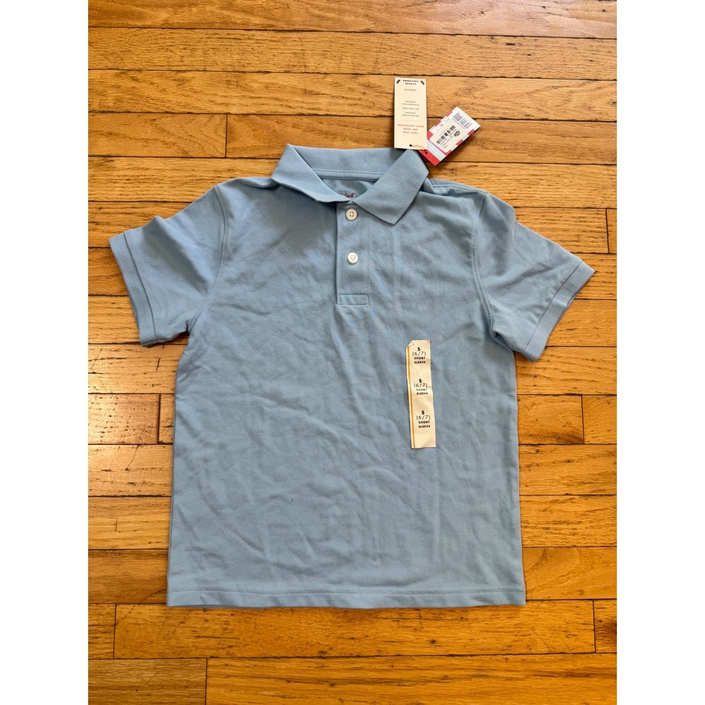 Cat & Jack Boys Light Blue Short Sleeve School‎ Uniform Polo Shirt S 6/7 New